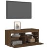 Mueble Tv | Mueble De Salón | Armario Tv Con Luces Led Roble Marrón 90x35x40 Cm Cfw777067