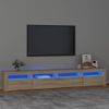 Mueble Tv | Mueble De Salón | Armario Tv Con Luces Led Roble Sonoma 240x35x40 Cm Cfw777077