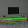 Mueble Tv | Mueble De Salón | Armario Tv Con Luces Led Roble Sonoma 270x35x40 Cm Cfw777079