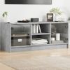 Mueble Tv | Mueble De Salón | Armario Tv Con Puertas De Vidrio Gris Hormigón 102x37x42 Cm Cfw777118