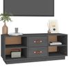 Mueble Tv | Mueble De Salón | Armario Tv De Madera Maciza De Pino Gris 100x34x40 Cm Cfw777225