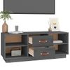 Mueble Tv | Mueble De Salón | Armario Tv De Madera Maciza De Pino Gris 100x34x40 Cm Cfw777225