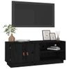 Mueble Tv | Mueble De Salón | Armario Tv De Madera Maciza De Pino Negro 105x34x40 Cm Cfw777251