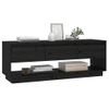 Mueble Tv | Mueble De Salón | Armario Tv De Madera Maciza De Pino Negro 110,5x34x40 Cm Cfw777252