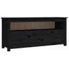 Mueble Tv | Mueble De Salón | Armario Tv De Madera Maciza De Pino Negro 114x35x52 Cm Cfw777253