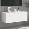 Mueble Tv De Pared | Mueble De Salón | Armario Tv Con Luces Led Blanco 80x35x31 Cm Cfw777290