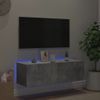 Mueble Tv De Pared | Mueble De Salón | Armario Tv Con Luces Led Gris Hormigón 100x35x31 Cm Cfw777294