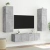 Mueble Tv De Pared | Mueble De Salón | Armario Tv Con Luces Led Gris Hormigón 60x35x31 Cm Cfw777304