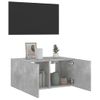 Mueble Tv De Pared | Mueble De Salón | Armario Tv Con Luces Led Gris Hormigón 60x35x31 Cm Cfw777304