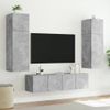 Mueble Tv De Pared | Mueble De Salón | Armario Tv Con Luces Led Gris Hormigón 80x35x31 Cm Cfw777307