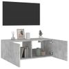 Mueble Tv De Pared | Mueble De Salón | Armario Tv Con Luces Led Gris Hormigón 80x35x31 Cm Cfw777307