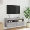 Mueble Tv De Pared | Mueble De Salón | Armario Tv Con Luces Led Gris Sonoma 100x30x40 Cm Cfw777309