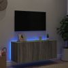 Mueble Tv De Pared | Mueble De Salón | Armario Tv Con Luces Led Gris Sonoma 100x35x41 Cm Cfw777311