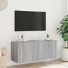 Mueble Tv De Pared | Mueble De Salón | Armario Tv Con Luces Led Gris Sonoma 100x35x41 Cm Cfw777311