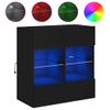 Mueble Tv De Pared | Mueble De Salón | Armario Tv Con Luces Led Negro 58,5x30x60,5 Cm Cfw777344