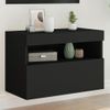 Mueble Tv De Pared | Mueble De Salón | Armario Tv Con Luces Led Negro 60x30x40 Cm Cfw777345