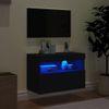 Mueble Tv De Pared | Mueble De Salón | Armario Tv Con Luces Led Negro 60x30x40 Cm Cfw777345