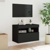 Mueble Tv De Pared | Mueble De Salón | Armario Tv Con Luces Led Negro 60x30x40 Cm Cfw777345