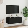 Mueble Tv De Pared | Mueble De Salón | Armario Tv Con Luces Led Negro 80x35x31 Cm Cfw777350