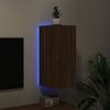 Mueble Tv De Pared | Mueble De Salón | Armario Tv Con Luces Led Roble Marrón 30,5x35x70 Cm Cfw777370