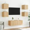 Mueble Tv De Pared | Mueble De Salón | Armario Tv Con Luces Led Roble Sonoma 30,5x35x30 Cm Cfw777380