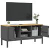 Mueble Tv | Mueble De Salón | Armario Tv Floro Madera Maciza De Pino Gris 114x43x55 Cm Cfw777420