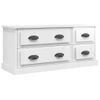 Mueble Tv | Mueble De Salón | Armario Tv Madera Contrachapada Blanco Brillo 100x35,5x45 Cm Cfw777479