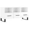 Mueble Tv | Mueble De Salón | Armario Tv Madera Contrachapada Blanco Brillo 102x36x50 Cm Cfw777502