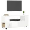 Mueble Tv | Mueble De Salón | Armario Tv Madera De Ingeniería Blanco Brillo 102x34,5x43 Cm Cfw777752