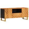 Mueble Tv | Mueble De Salón | Armario Tv Madera Maciza Mango Marrón Y Negro 105x33,5x46 Cm Cfw778131