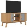 Mueble Tv | Mueble De Salón | Armario Tv Olden Madera Maciza Pino Gris Y Marrón 114x43x57cm Cfw778183