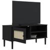 Mueble Tv | Mueble De Salón | Armario Tv Senja Aspecto Ratán Madera Pino Negro 106x40x49 Cm Cfw778198