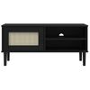 Mueble Tv | Mueble De Salón | Armario Tv Senja Aspecto Ratán Madera Pino Negro 106x40x49 Cm Cfw778198