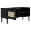 Mueble Tv | Mueble De Salón | Armario Tv Senja Aspecto Ratán Madera Pino Negro 106x40x49 Cm Cfw778198