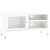 Mueble Tv | Mueble De Salón | Armario Tv Acero Y Vidrio Blanco 90x30x44 Cm Cfw778385