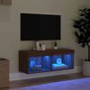 Mueble Tv | Mueble De Salón | Armario Tv Con Luces Led Roble Marrón 80x30x30 Cm Cfw778505