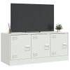 Mueble Tv | Mueble De Salón | Armario Tv De Acero Blanco 99x39x44 Cm Cfw778544