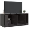 Mueble Tv | Mueble De Salón | Armario Tv De Acero Negro 99x39x44 Cm Cfw778558