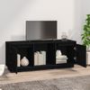 Mueble Tv | Mueble De Salón | Armario Tv De Madera Maciza De Pino Negro 110,5x35x44 Cm Cfw778659