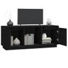 Mueble Tv | Mueble De Salón | Armario Tv De Madera Maciza De Pino Negro 110,5x35x44 Cm Cfw778659