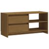 Mueble Tv | Mueble De Salón | Armario Tv De Madera Maciza Pino Marrón Miel 80x31x39 Cm Cfw778669