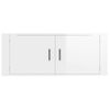 Mueble Tv De Pared | Mueble De Salón | Armario Tv Blanco Brillante 100x34,5x40 Cm Cfw778695