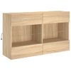 Mueble Tv De Pared | Mueble De Salón | Armario Tv Con Luces Led Roble Sonoma 98,5x30x60,5 Cm Cfw779345