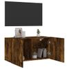 Mueble Tv De Pared | Mueble De Salón | Armario Tv Roble Ahumado 80x30x41 Cm Cfw778743