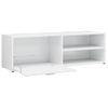 Mueble Tv | Mueble De Salón | Armario Tv Madera Contrachapada Blanco Brillante 120x34x37 Cm Cfw779405