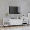 Mueble Tv | Mueble De Salón | Armario Tv Madera Contrachapada Blanco Brillo 160x35x55 Cm Cfw778839