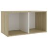 Mueble Tv | Mueble De Salón | Armario Tv Madera Contrachapada Blanco Y Roble 72x35x36,5cm Cfw778850