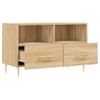 Mueble Tv | Mueble De Salón | Armario Tv Madera Contrachapada Roble Ahumado 80x36x50 Cm Cfw779074