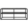 Mueble Tv | Mueble De Salón | Armario Tv Negro Con Vidrio De Mármol Negro 100x40x40 Cm Cfw779275