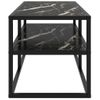 Mueble Tv | Mueble De Salón | Armario Tv Negro Con Vidrio De Mármol Negro 100x40x40 Cm Cfw779275